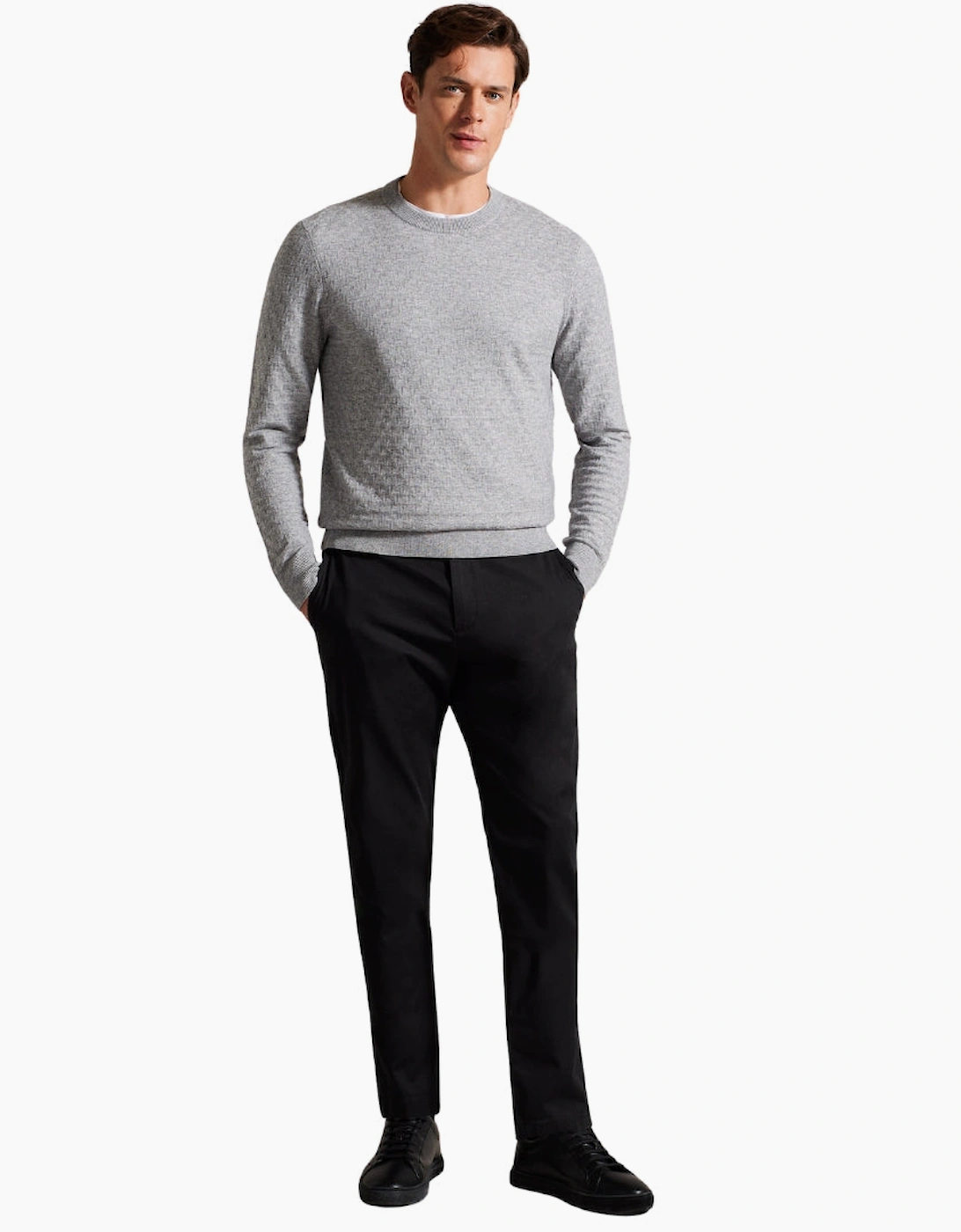 Ted Baker Loung T Stitch Crew Neck Grey Jumper