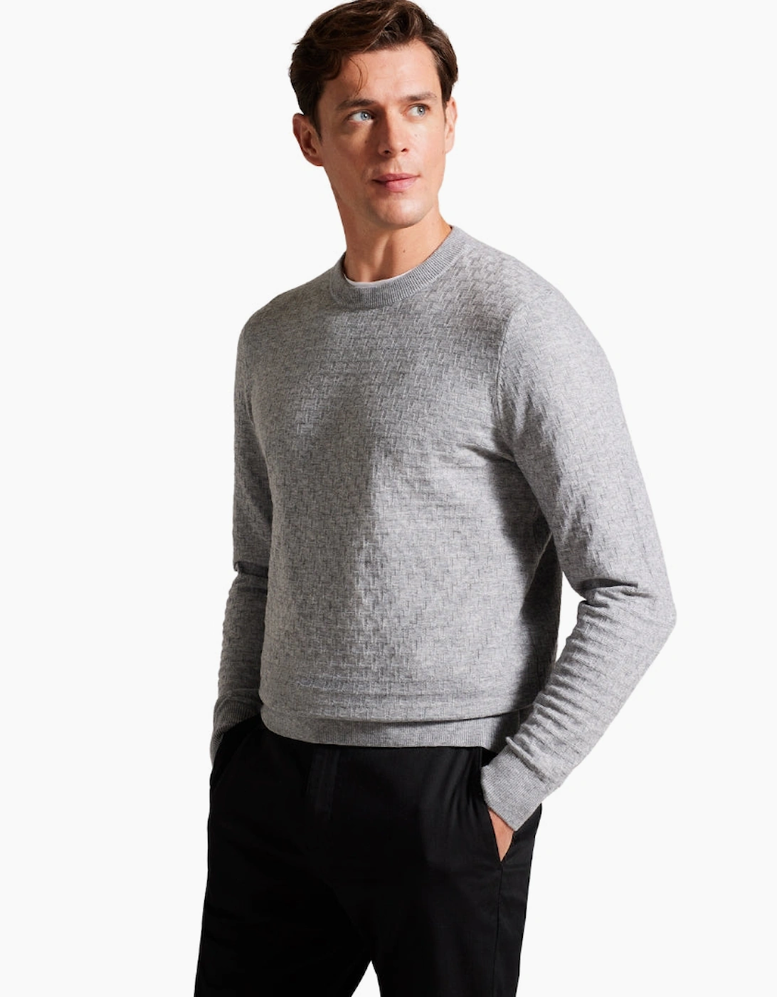 Ted Baker Loung T Stitch Crew Neck Grey Jumper
