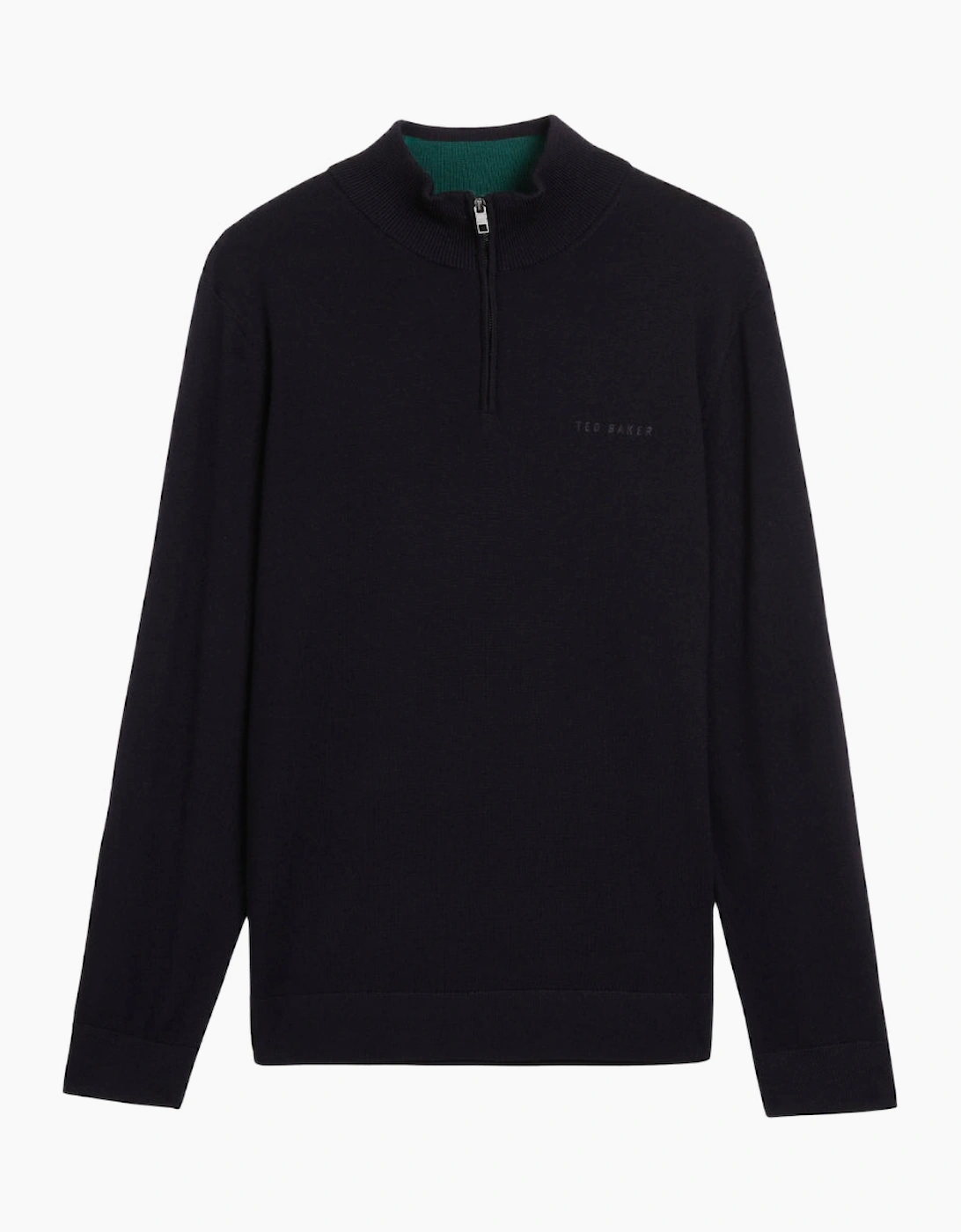 Ted Baker Fashbee Branded Merino Half Zip Navy Jumper