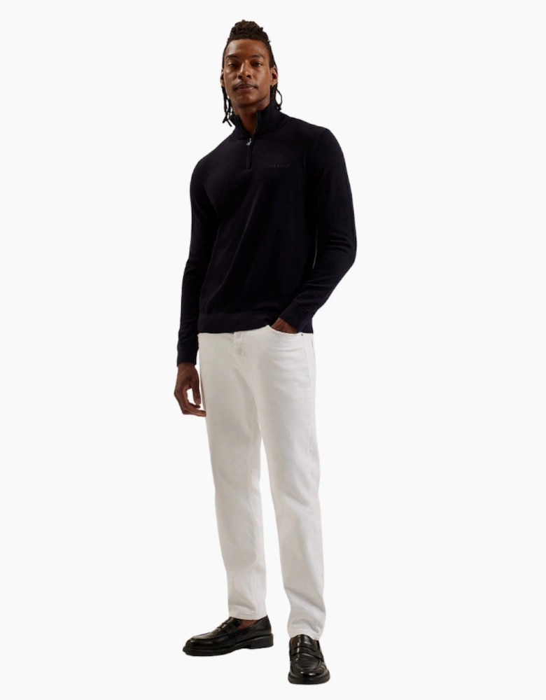 Ted Baker Fashbee Branded Merino Half Zip Navy Jumper