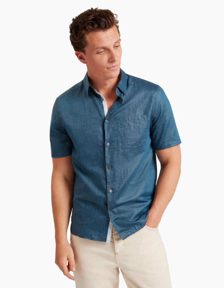 Ted Baker Palomas Navy Linen Shirt