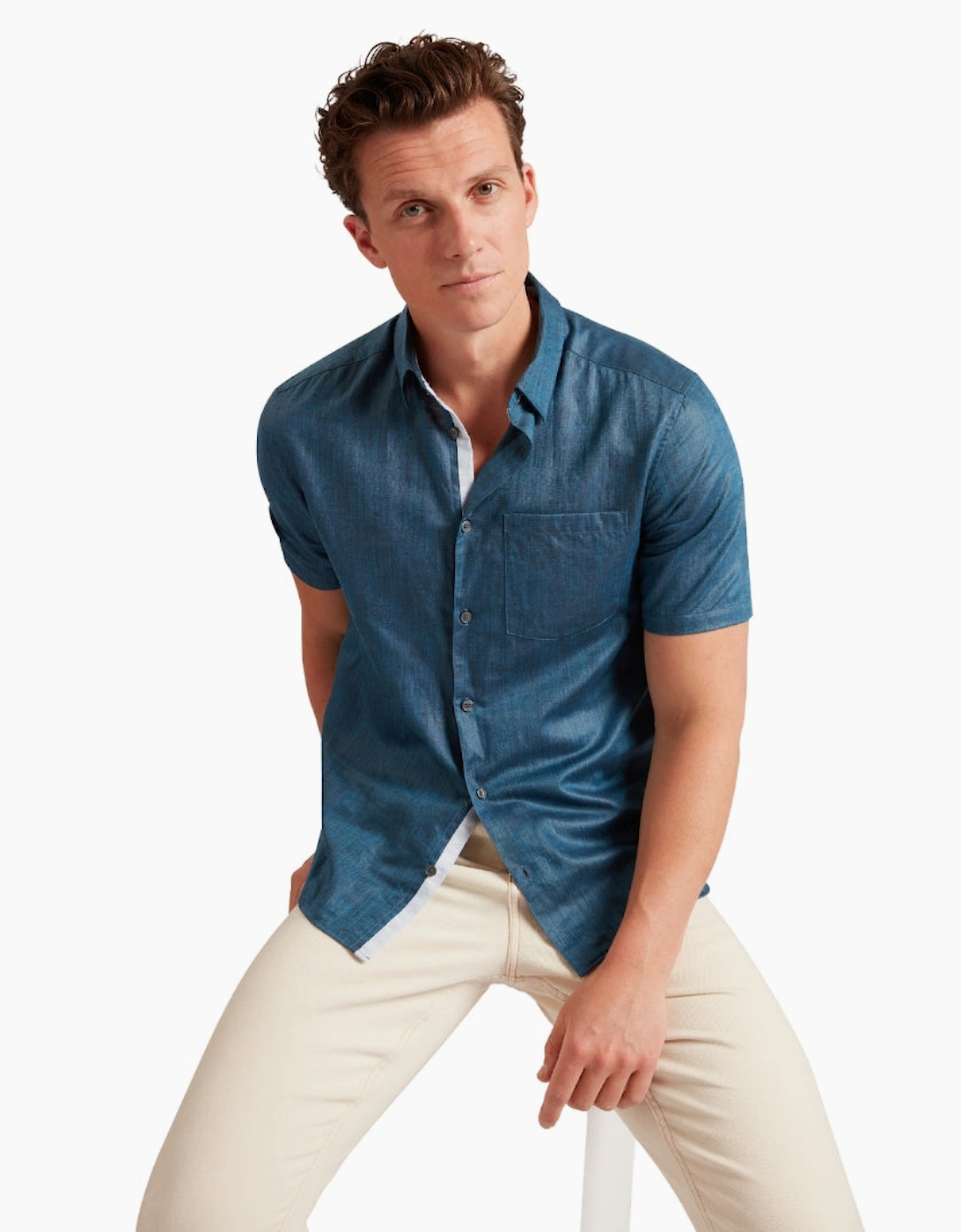 Ted Baker Palomas Navy Linen Shirt