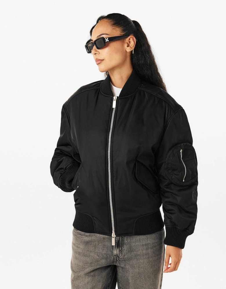 Solid Patterned Bomber Jacket with Zipped Pocket