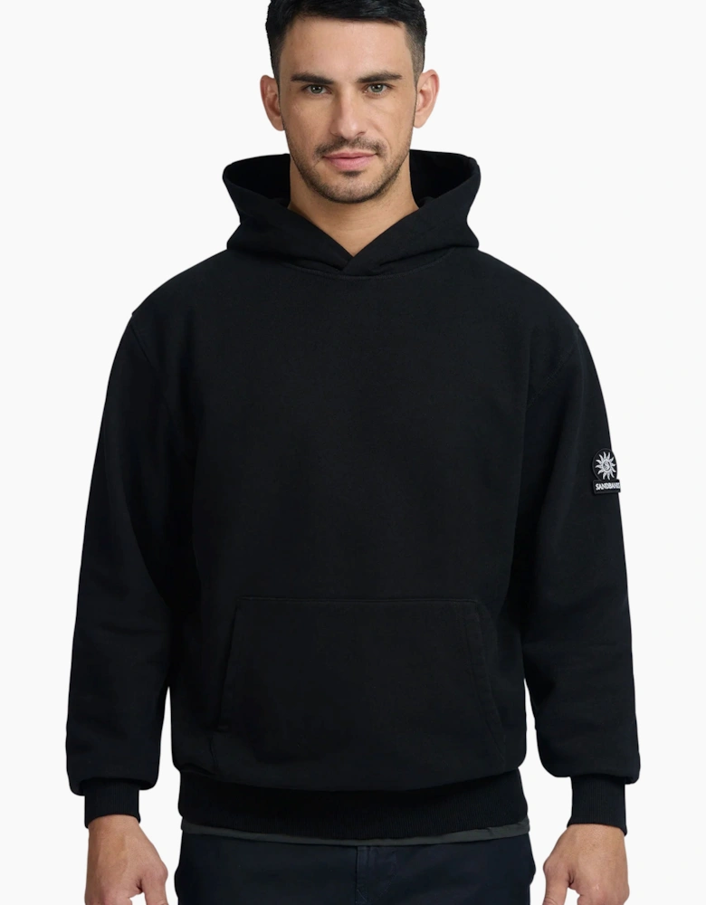 SANDBANKS BADGE LOGO HOODIE BLACK
