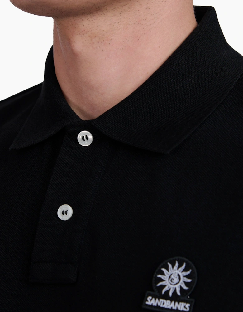 SANDBANKS BADGE LOGO POLO SHIRT BLACK