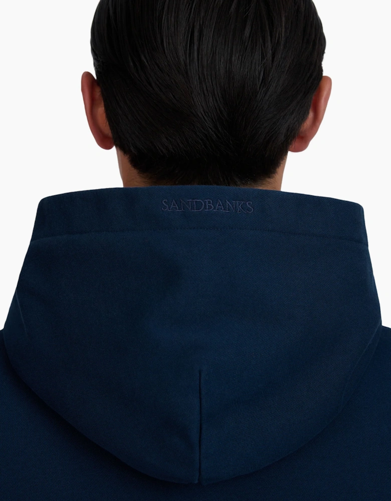 SANDBANKS BADGE LOGO HOODIE NAVY
