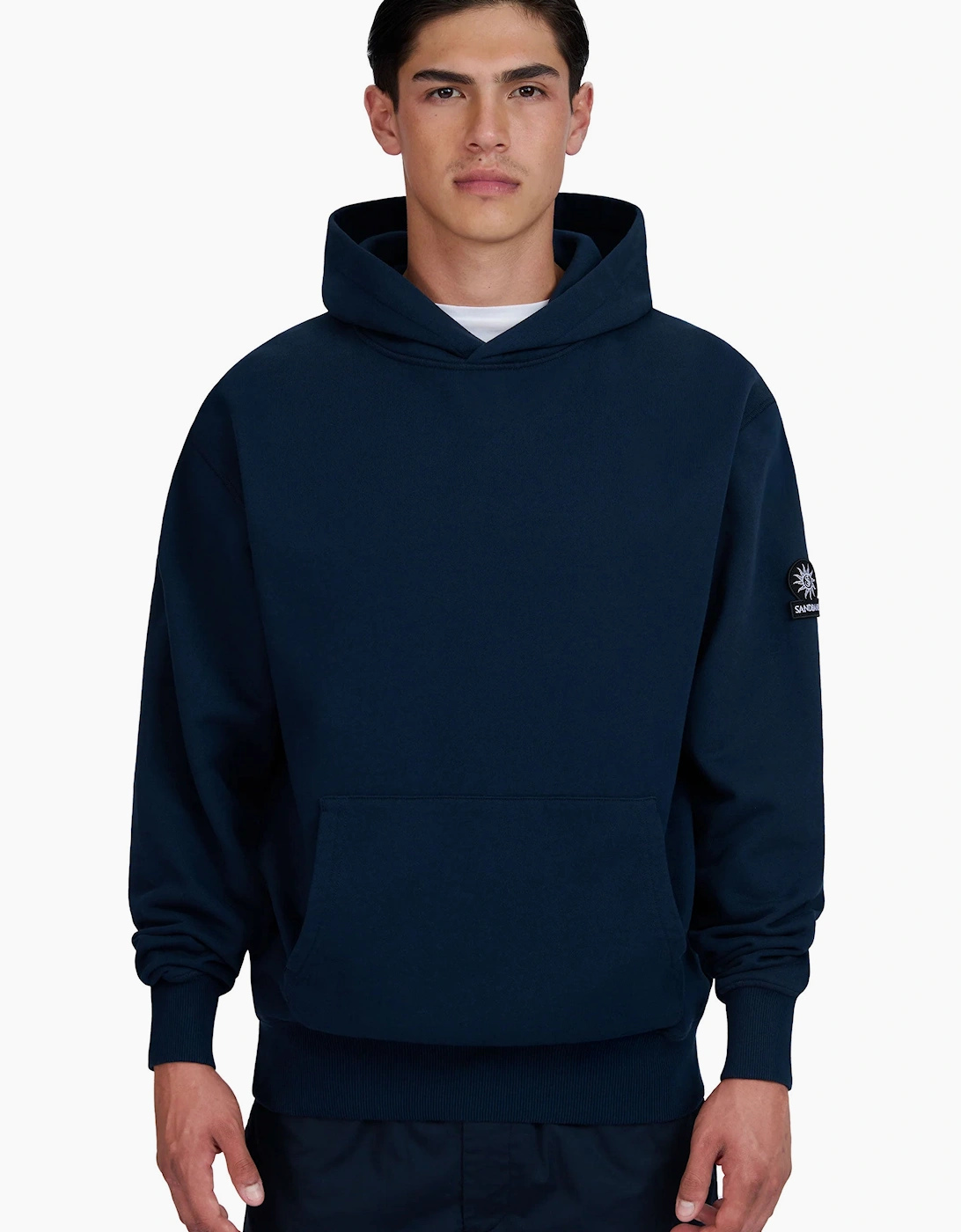 SANDBANKS BADGE LOGO HOODIE NAVY