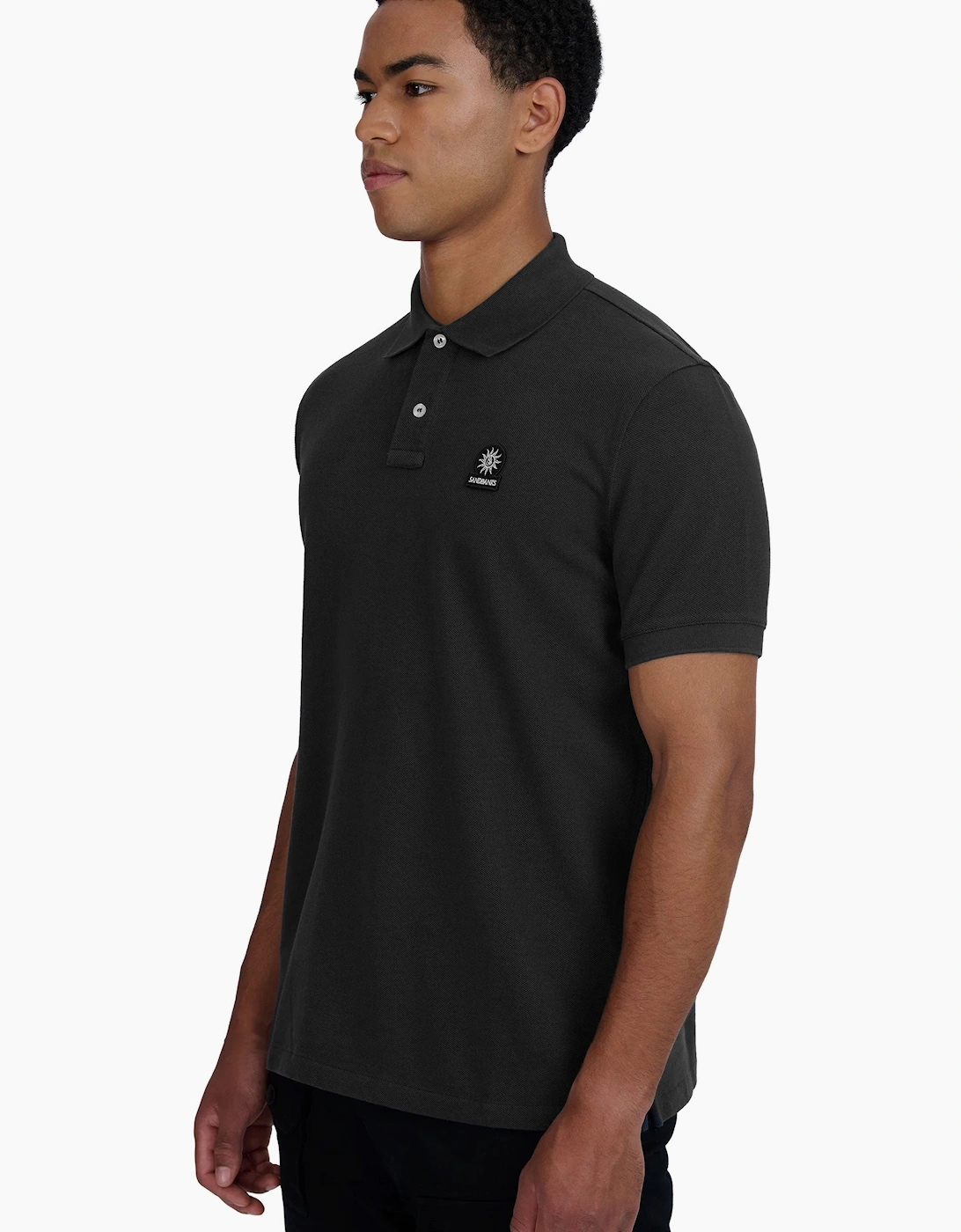 SANDBANKS BADGE LOGO POLO SHIRT ANTHRACITE