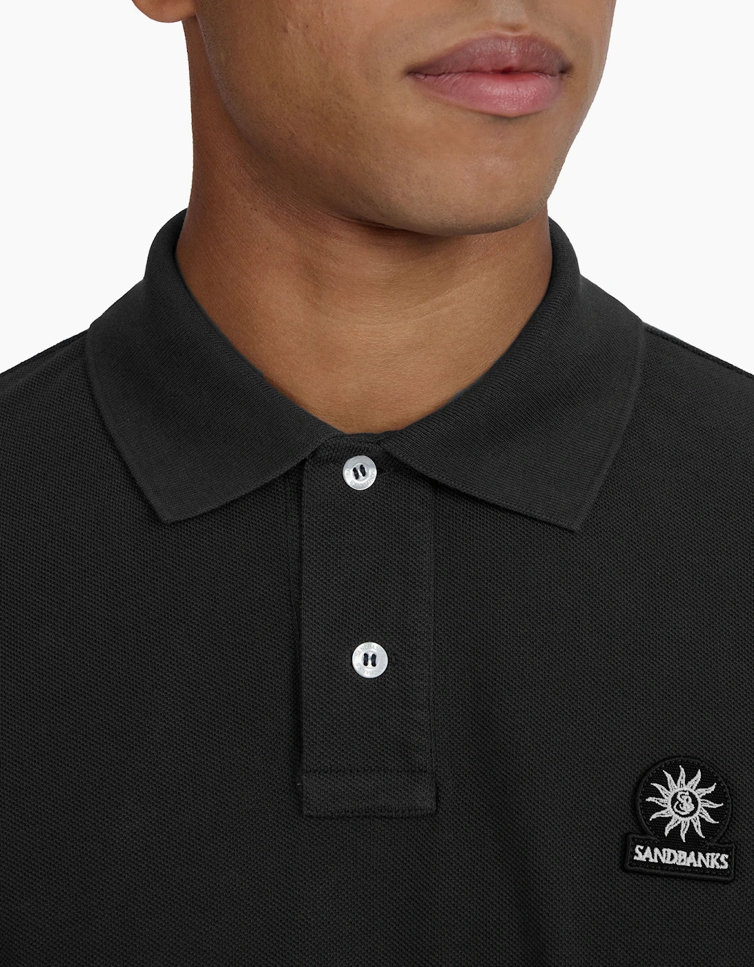 SANDBANKS BADGE LOGO POLO SHIRT ANTHRACITE
