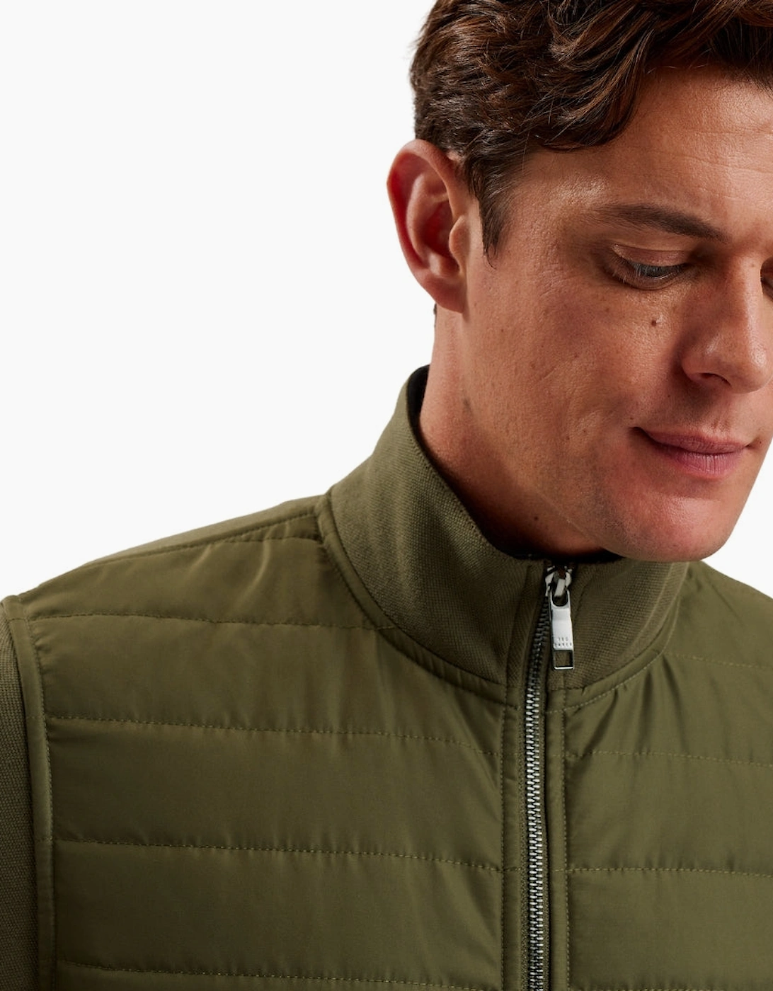 Ted Baker Entil Regular Fit Quilted Funnel Khaki Jacket