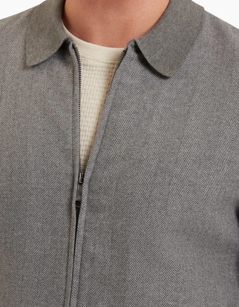 Ted Baker Dejo Herringbone Front Zip Through Grey Jacket