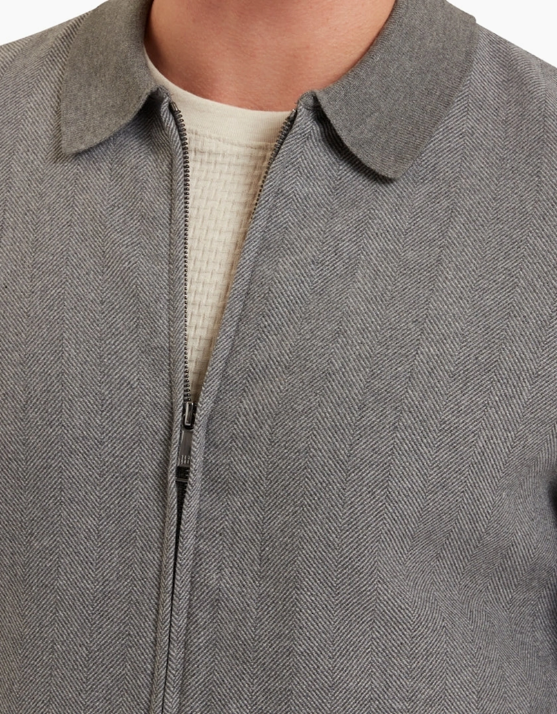 Ted Baker Dejo Herringbone Front Zip Through Grey Jacket