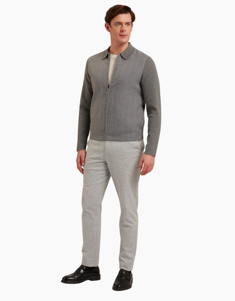 Ted Baker Dejo Herringbone Front Zip Through Grey Jacket