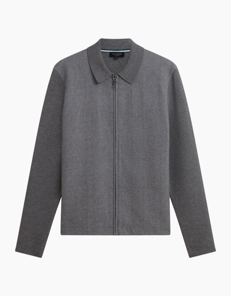 Ted Baker Dejo Herringbone Front Zip Through Grey Jacket