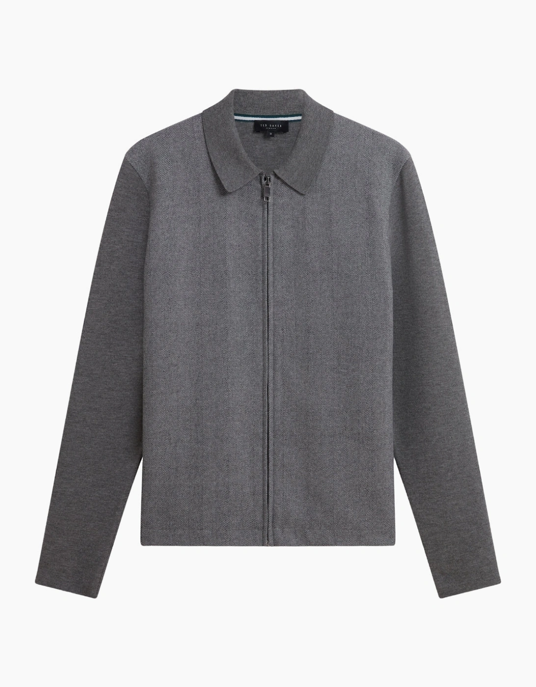 Ted Baker Dejo Herringbone Front Zip Through Grey Jacket