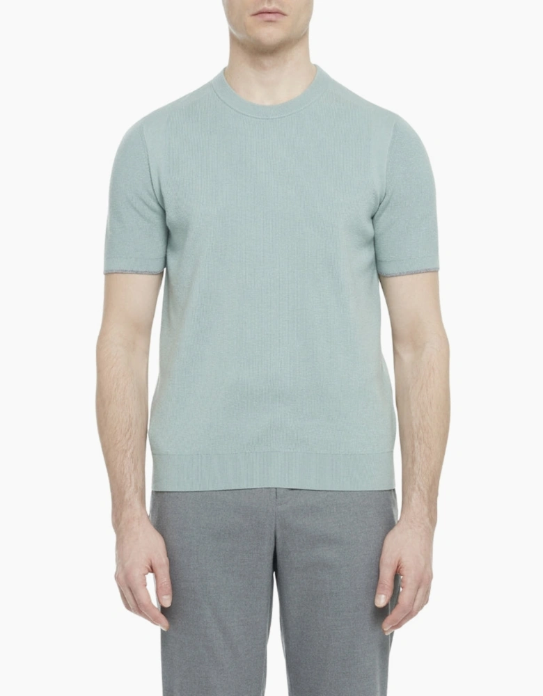 Ted Baker Voisin Mixed Ribbed Green T-Shirt