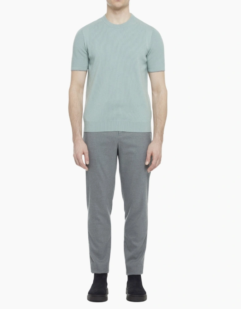 Ted Baker Voisin Mixed Ribbed Green T-Shirt