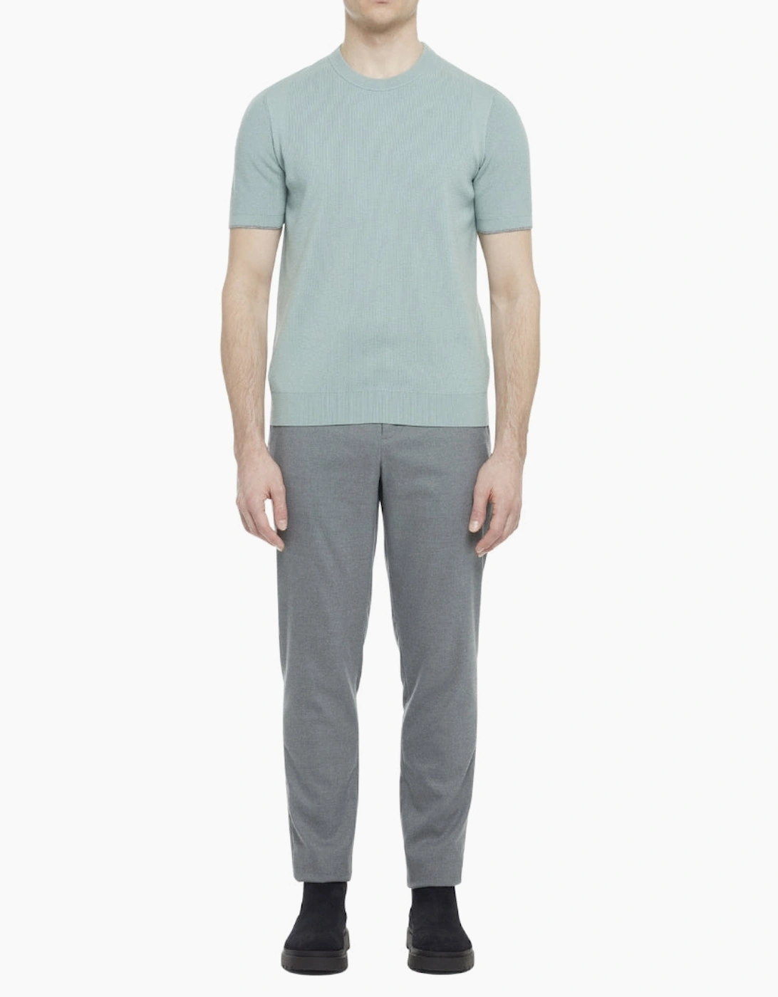 Ted Baker Voisin Mixed Ribbed Green T-Shirt