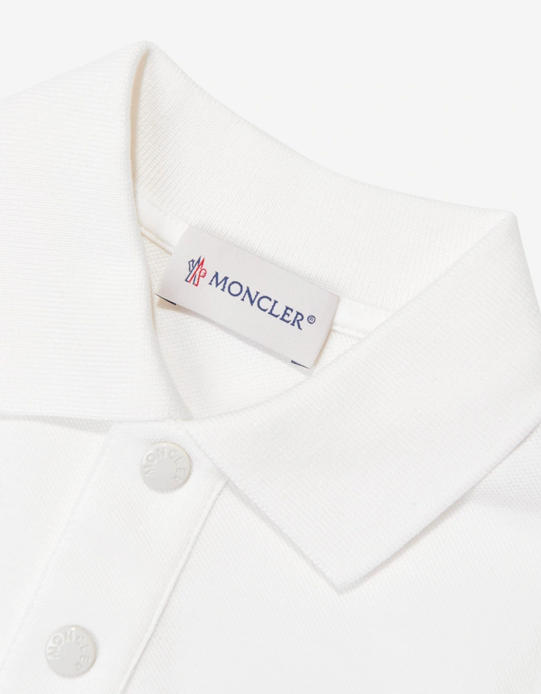 Moncler Enfant Boys Long Sleeve Logo Polo Shirt in Ivory