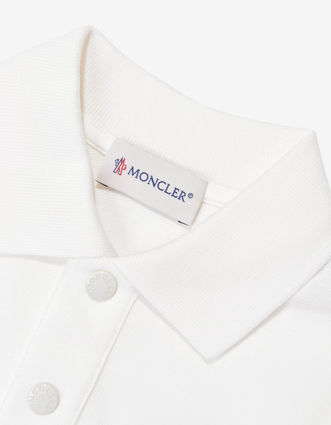 Moncler Enfant Boys Long Sleeve Logo Polo Shirt in Ivory