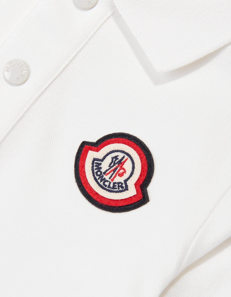 Moncler Enfant Boys Long Sleeve Logo Polo Shirt in Ivory