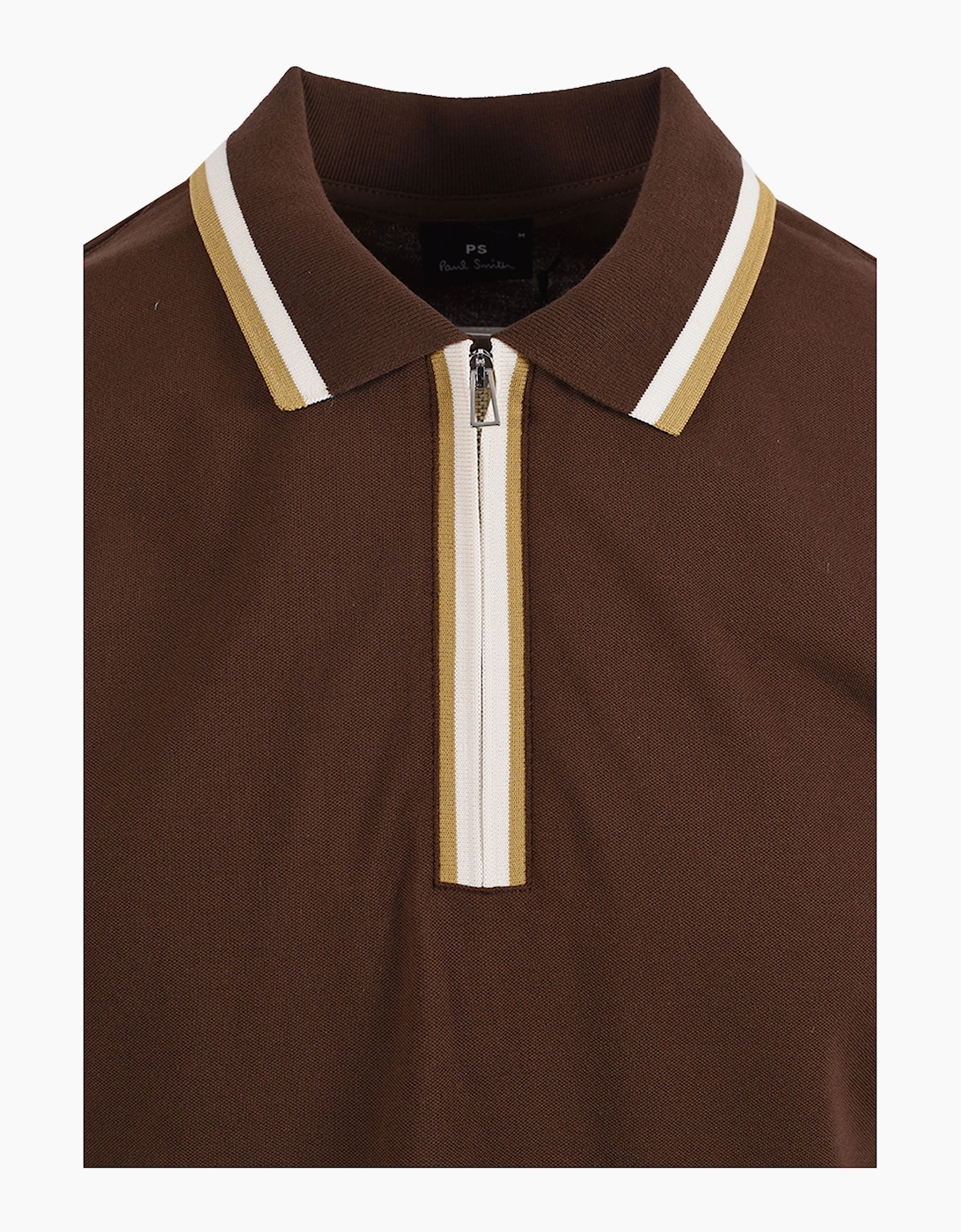 PAUL SMITH REG FIT ZIP POLO BROWN