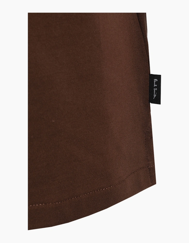 PAUL SMITH REG FIT ZIP POLO BROWN