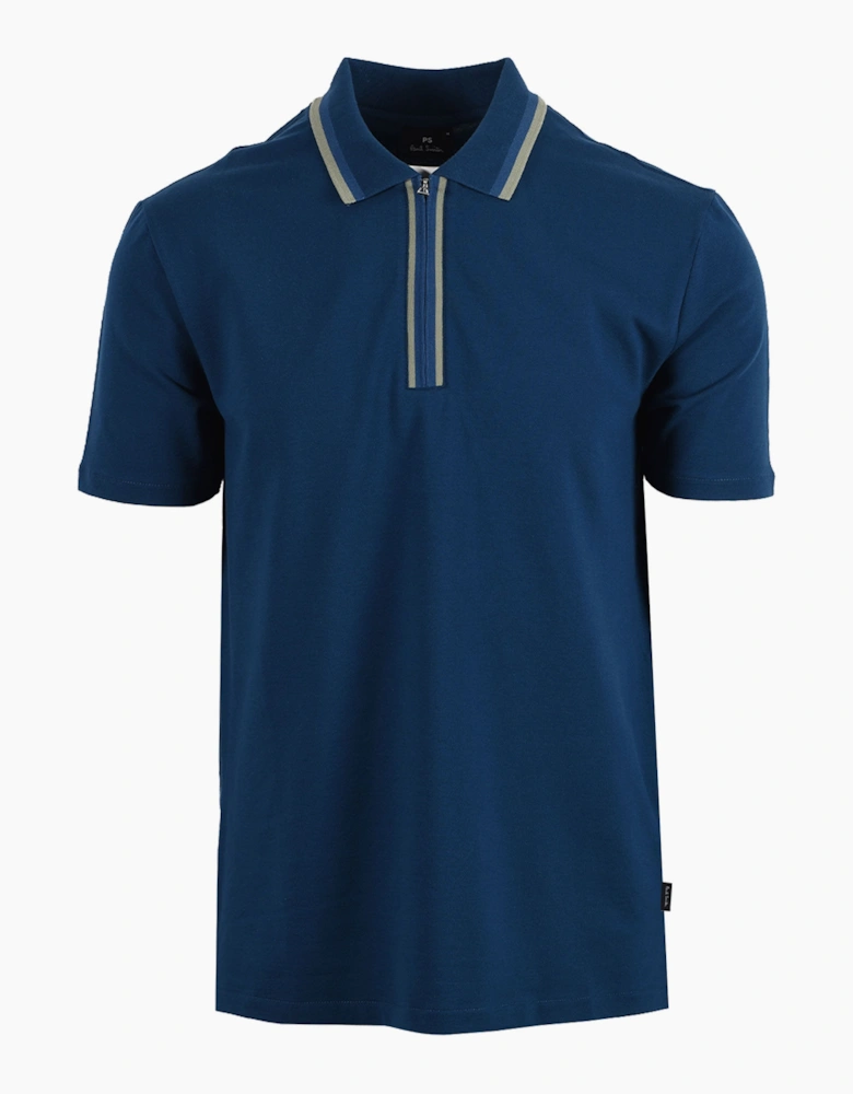 PAUL SMITH REG FIT ZIP POLO BLUE