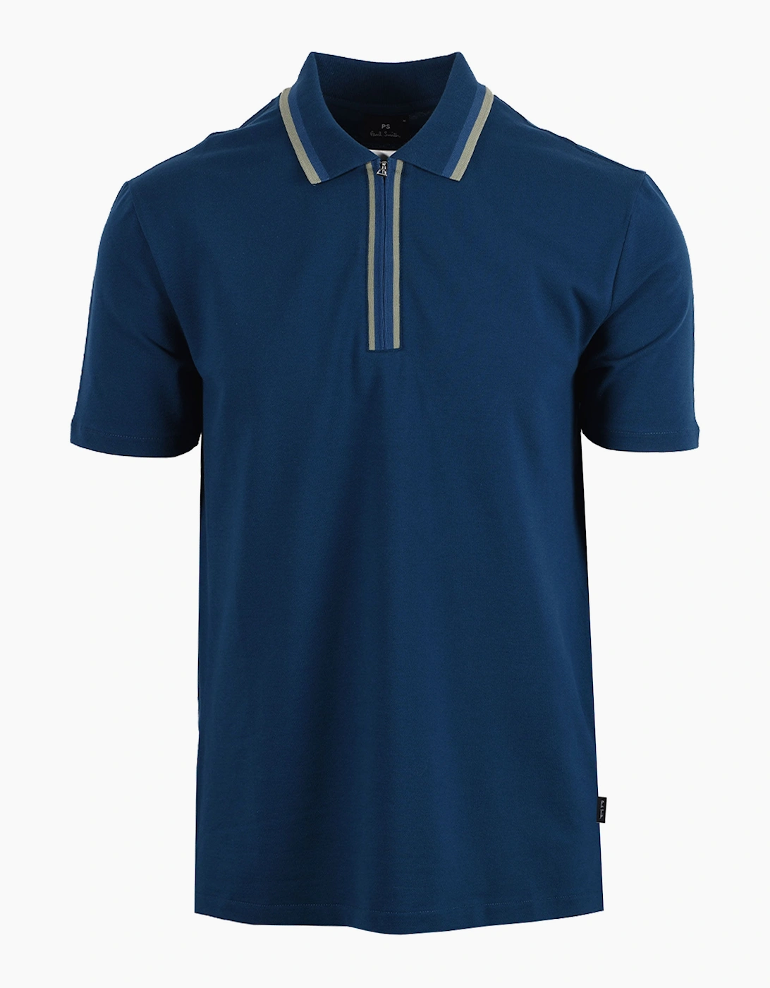 PAUL SMITH REG FIT ZIP POLO BLUE