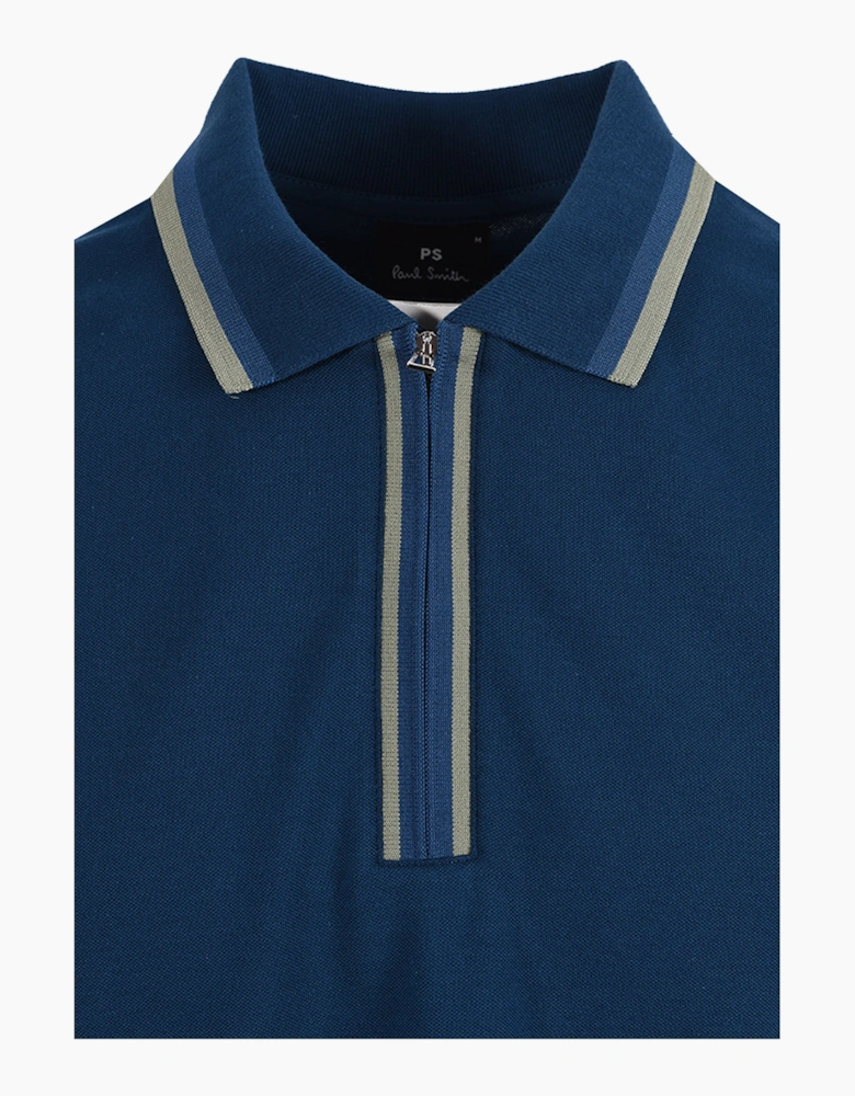 PAUL SMITH REG FIT ZIP POLO BLUE