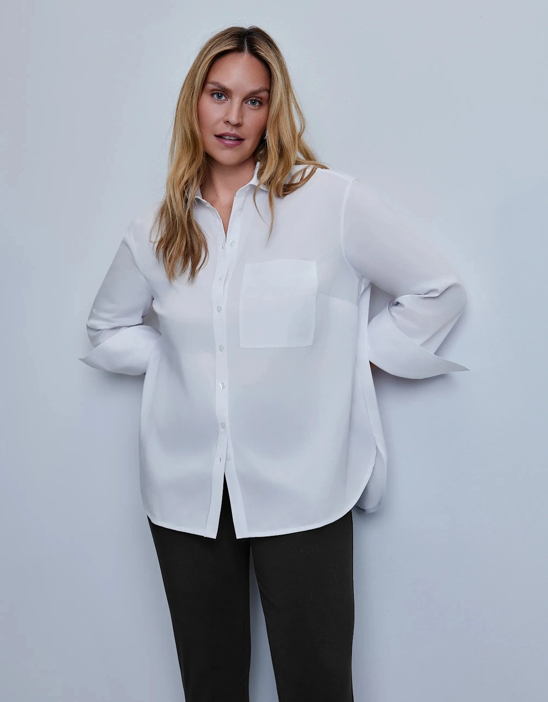 White Poplin Button Detail Shirt