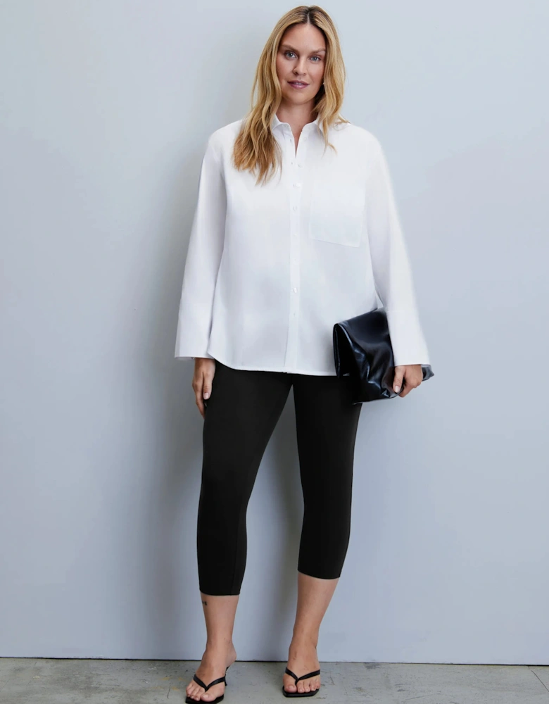 White Poplin Button Detail Shirt