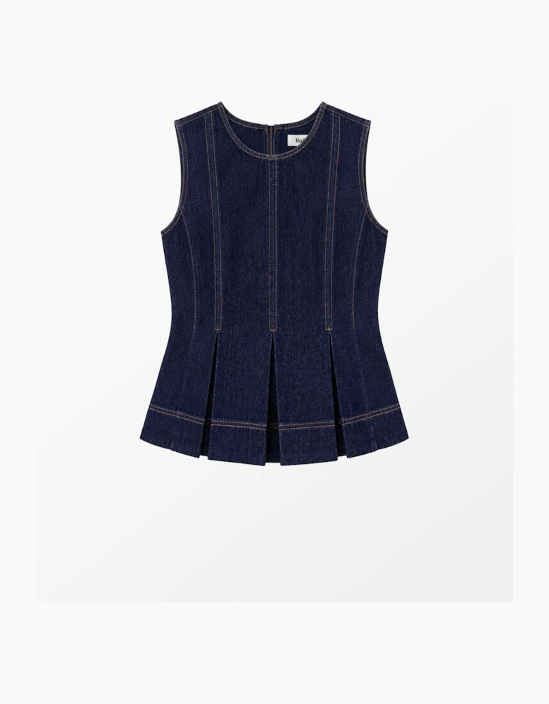 Indigo Denim Peplum Top