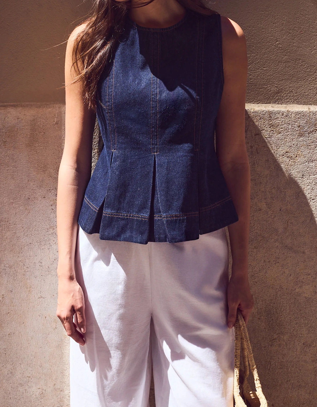 Indigo Denim Peplum Top