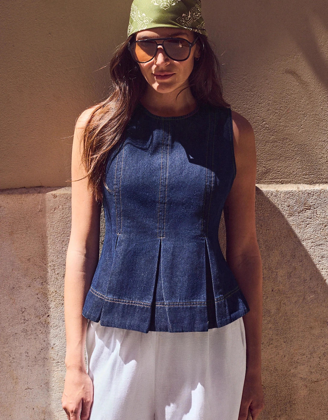 Indigo Denim Peplum Top