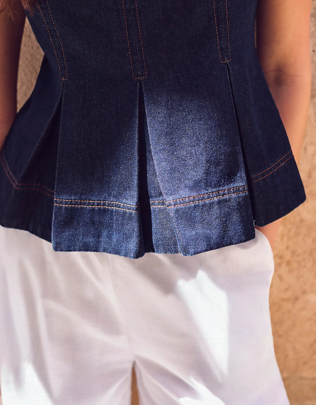 Indigo Denim Peplum Top