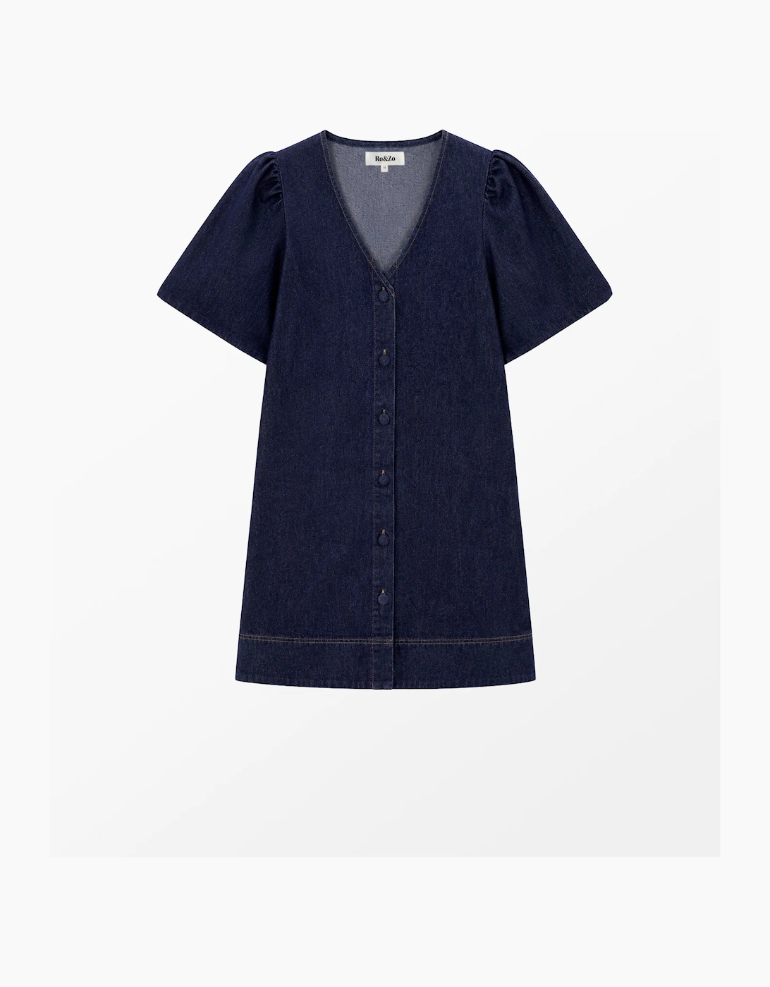 Indigo Denim Button-Through Mini Dress