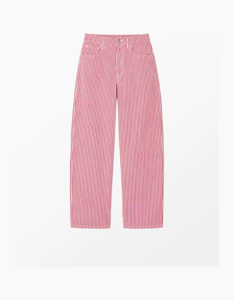 Petite Red Stripe Barrel Leg Jeans