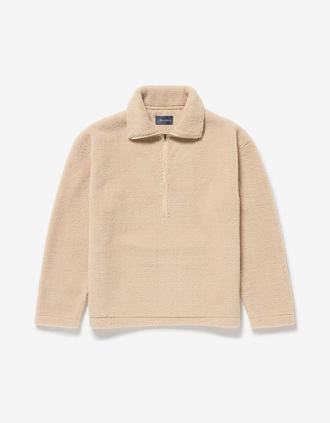 Oliver Sweeney Men's Oliver Sweeney Heavy Weight Half Zip Fleece - Ecru Polyester