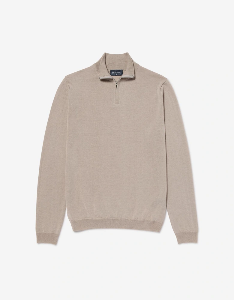 Oliver Sweeney Merino Wool Quarter Zip Jumper
