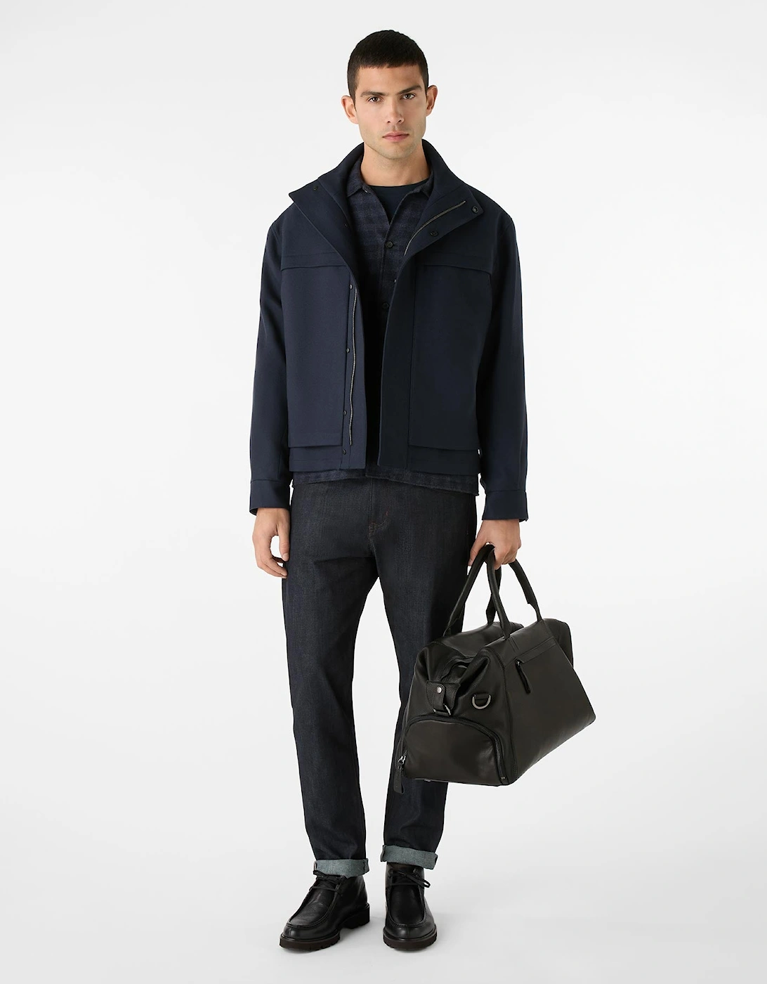 Oliver Sweeney Wool/Cashmere Blend Funnel-Neck Jacket