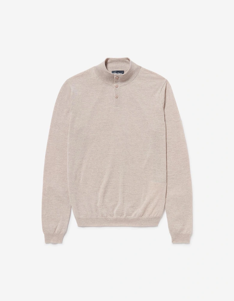 Oliver Sweeney Merino Wool Buttoned Funnel-Neck Jumper