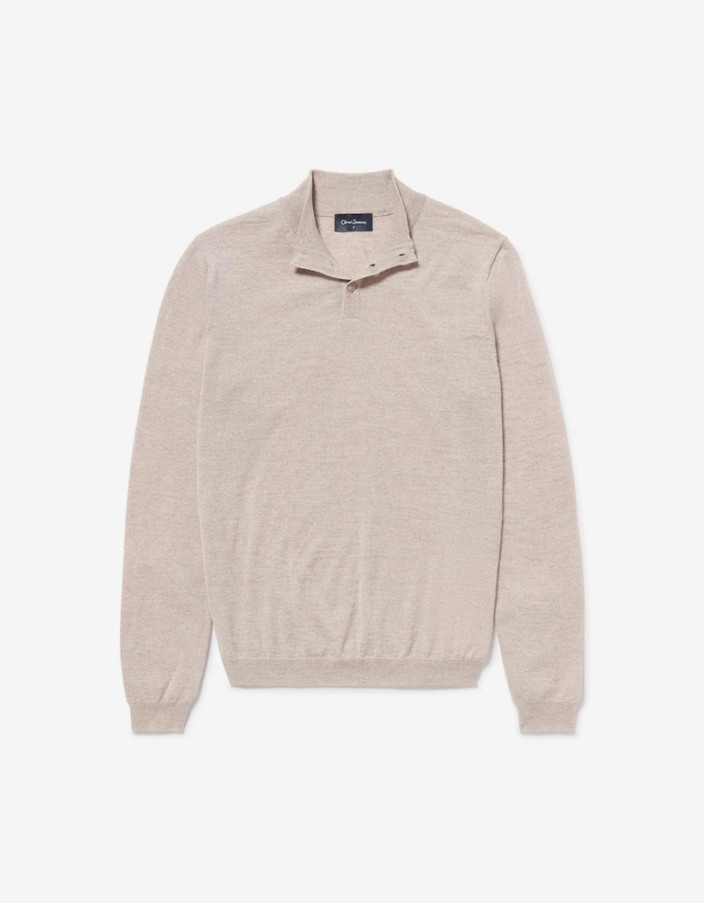 Oliver Sweeney Merino Wool Buttoned Funnel-Neck Jumper