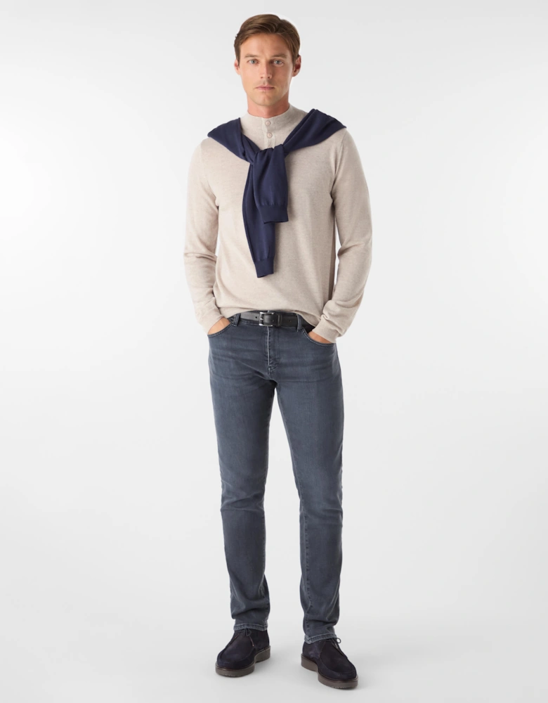 Oliver Sweeney Merino Wool Buttoned Funnel-Neck Jumper