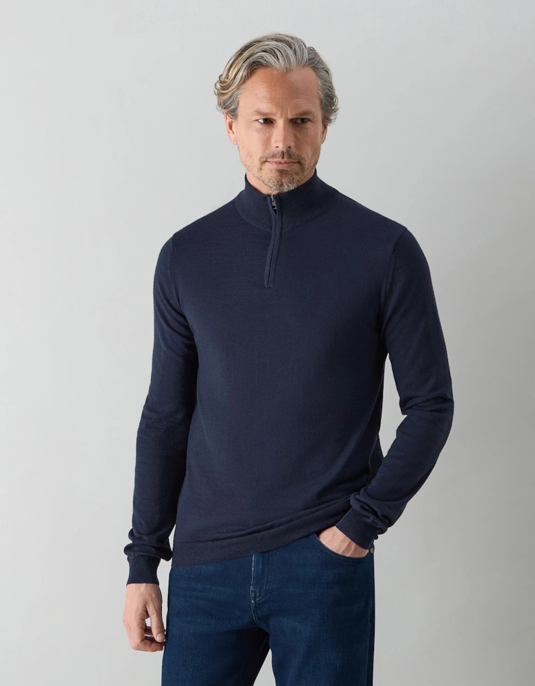Oliver Sweeney Merino Wool Quarter Zip Jumper