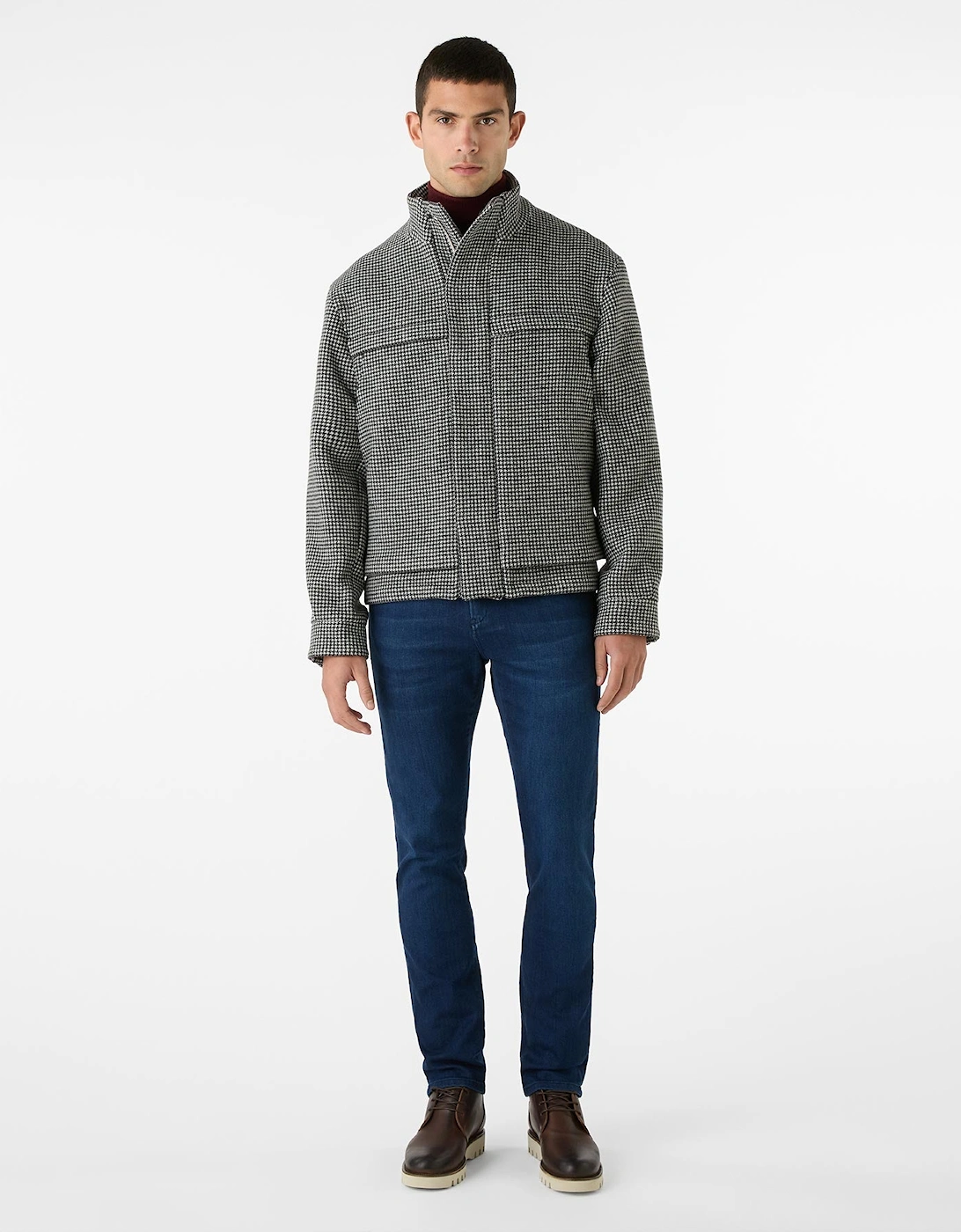 Oliver Sweeney Wool/Cashmere Blend Funnel-Neck Jacket