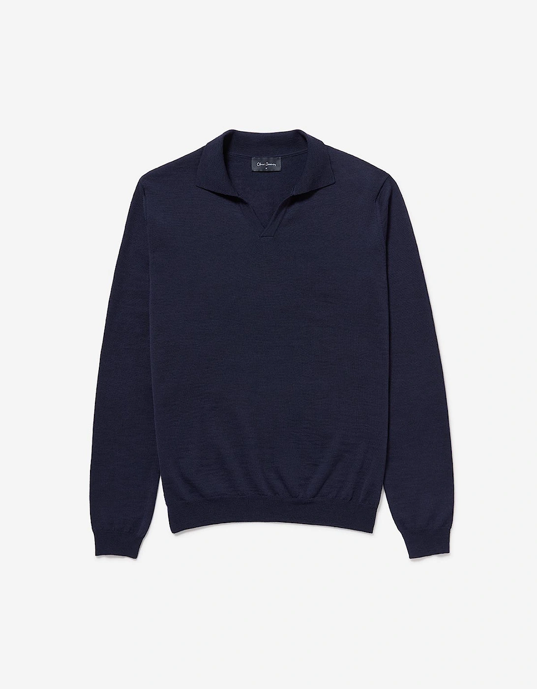 Oliver Sweeney Men's Oliver Sweeney Merino Wool Buttonless Polo Jumper - Navy