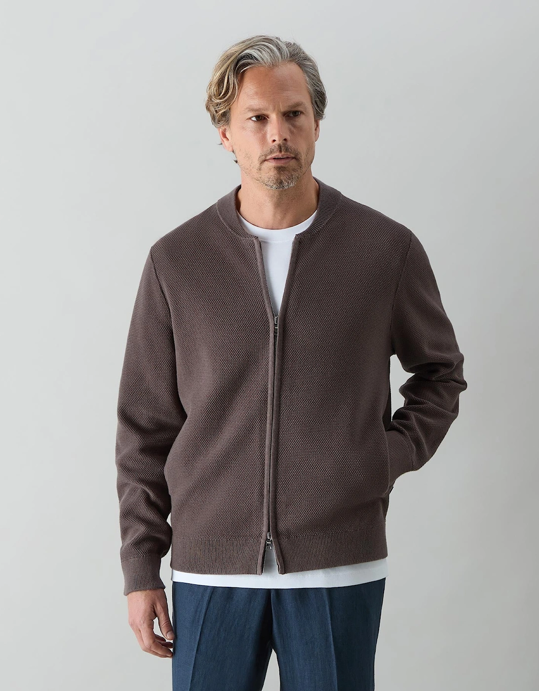 Oliver Sweeney Knitted Cotton Baseball Jacket