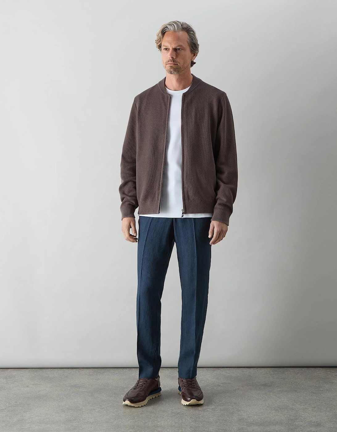 Oliver Sweeney Knitted Cotton Baseball Jacket