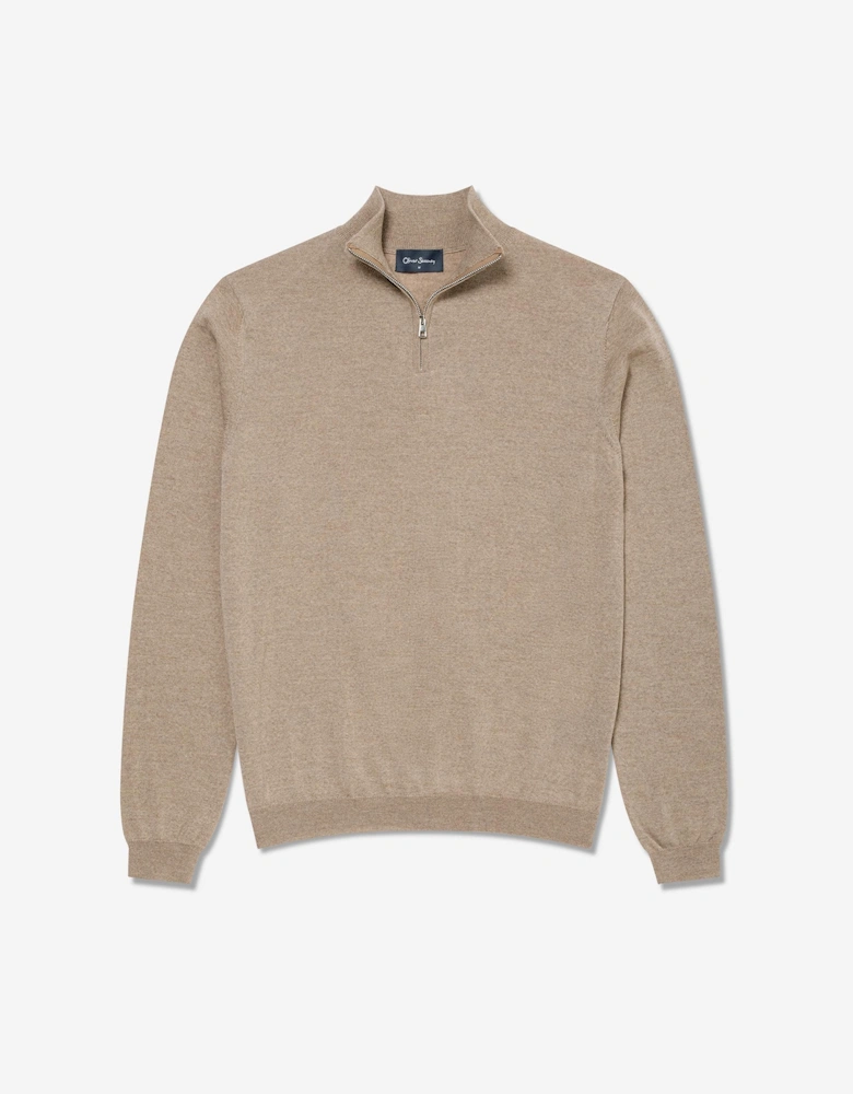 Oliver Sweeney Merino Wool Quarter Zip Jumper